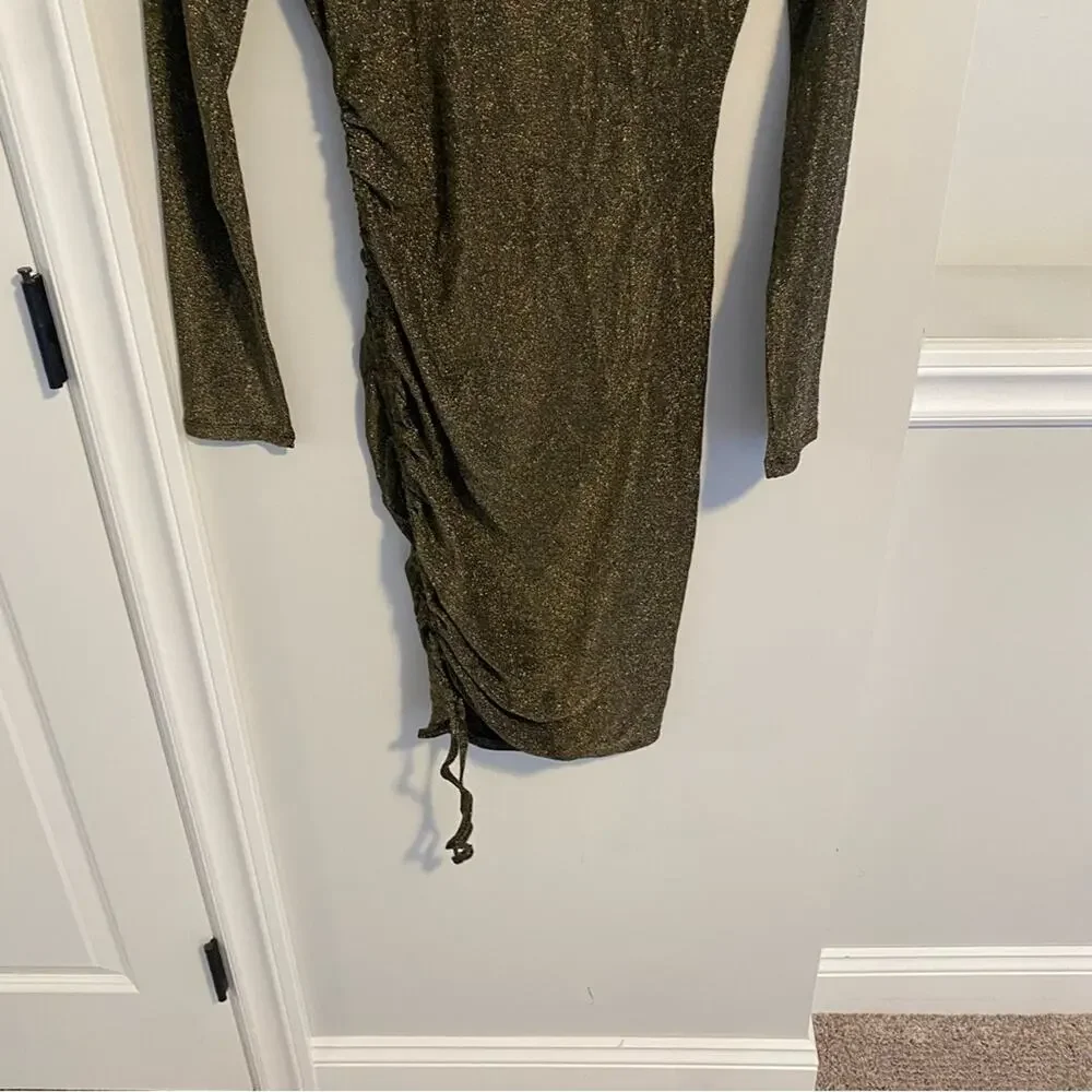 NWT n:Philanthrophy Black Gold Long Sleeve Mini Dress Medium